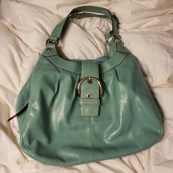 coach light blue handbag